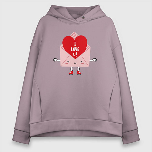 Женское худи оверсайз Письмо любви / Сиреневый – фото 1