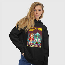 Толстовка оверсайз женская Mortys boxing team - ai art fantasy, цвет: черный — фото 2