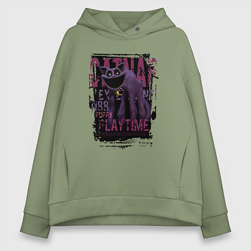 Женское худи оверсайз Кот дремот Catnap / Авокадо – фото 1