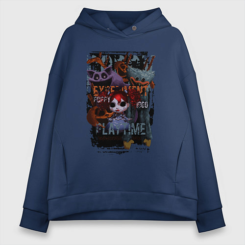 Женское худи оверсайз Монстры Poppy Playtime / Тёмно-синий – фото 1