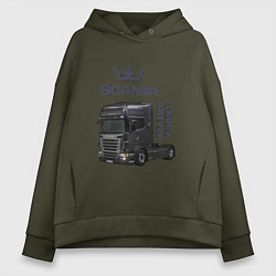 Толстовка оверсайз женская Скания truck driver, цвет: хаки