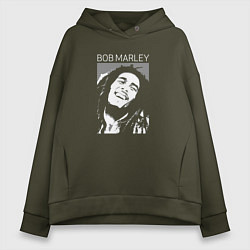 Толстовка оверсайз женская Bob Marley abstract portrait, цвет: хаки