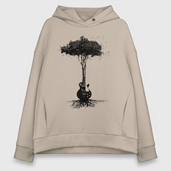 Толстовка оверсайз женская Гитарное дерево, цвет: миндальный