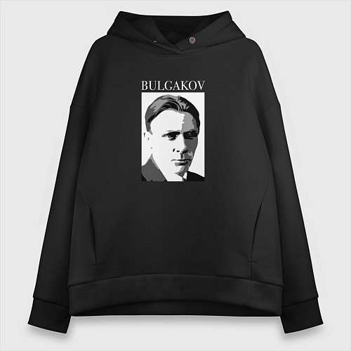 Женское худи оверсайз Михаил Булгаков портрет / Черный – фото 1