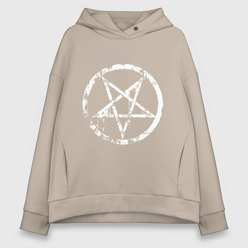 Женское худи оверсайз Star pentagram / Миндальный – фото 1