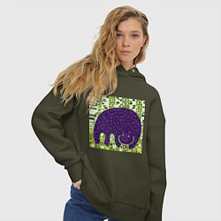 Толстовка оверсайз женская Медведь в березовом лесу, цвет: хаки — фото 2