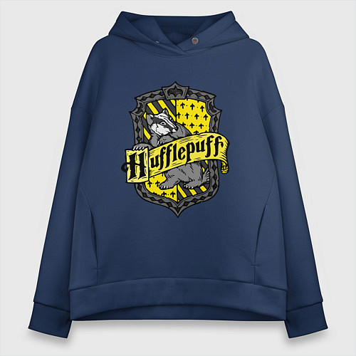 Женское худи оверсайз Hufflepuff emblem / Тёмно-синий – фото 1