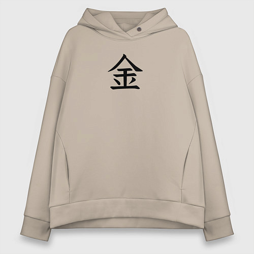 Женское худи оверсайз Пятница японским иероглифом / Миндальный – фото 1
