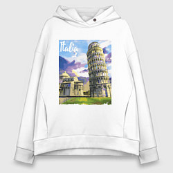 Толстовка оверсайз женская Италия Пизанская башня, цвет: белый