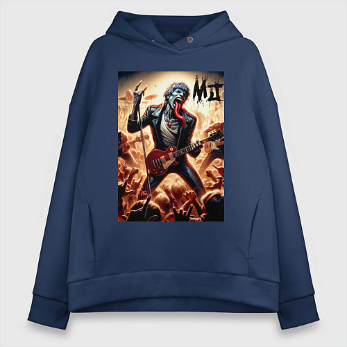 Женское худи оверсайз Mick Jagger - Rolling Stones / Тёмно-синий – фото 1