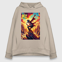 Толстовка оверсайз женская Mick Jagger -mountain fantasy, цвет: миндальный