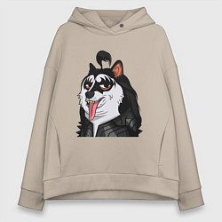 Толстовка оверсайз женская NFT Doge - Kiss, цвет: миндальный