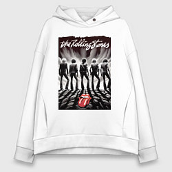 Толстовка оверсайз женская Молодые Роллинги со спины - восход солнца, цвет: белый