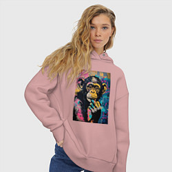 Толстовка оверсайз женская Cute monkey, цвет: пыльно-розовый — фото 2