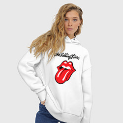 Толстовка оверсайз женская Rolling Stones - logo, цвет: белый — фото 2