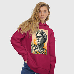 Толстовка оверсайз женская Арт с античным портретом, цвет: маджента — фото 2