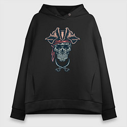 Толстовка оверсайз женская Мёртвый пират, цвет: черный