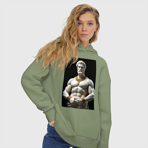 Женское худи оверсайз Античный герой с цепочкой / Авокадо – фото 3