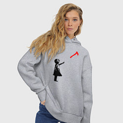 Толстовка оверсайз женская Девочка и топор, цвет: меланж — фото 2