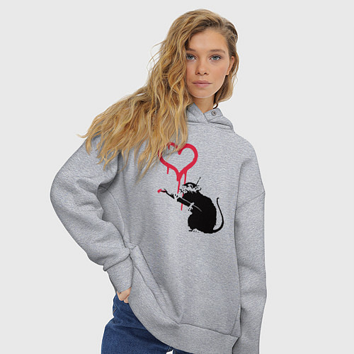 Женское худи оверсайз Rat heart / Меланж – фото 3