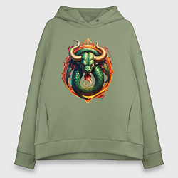 Толстовка оверсайз женская Телец в тени змеи, цвет: авокадо