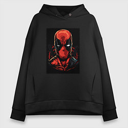 Толстовка оверсайз женская Дэдпул ярость, цвет: черный