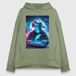 Толстовка оверсайз женская Dolphin is esports player - ai art fantasy, цвет: авокадо