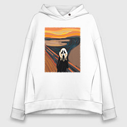 Толстовка оверсайз женская Крик картина мунка, цвет: белый