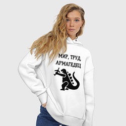 Толстовка оверсайз женская Мир труд армагедец годзилла, цвет: белый — фото 2