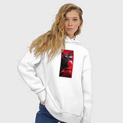 Толстовка оверсайз женская Чёрный кот надувает жвачку, цвет: белый — фото 2