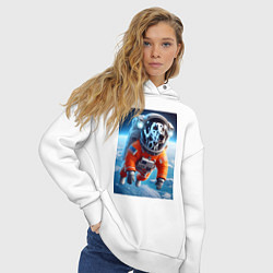 Толстовка оверсайз женская Далматинец бравый космонавт - нейроарт фантазия, цвет: белый — фото 2