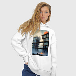 Толстовка оверсайз женская Архитектурный скелет, цвет: белый — фото 2