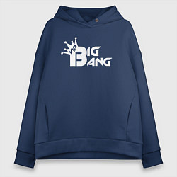 Толстовка оверсайз женская Big bang эмблема, цвет: тёмно-синий