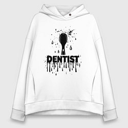 Толстовка оверсайз женская Стоматолог зубная щетка, цвет: белый