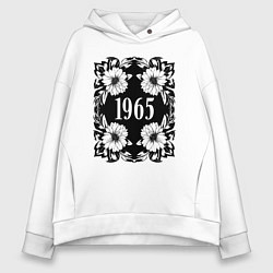 Толстовка оверсайз женская 1965 в цветах, цвет: белый