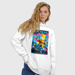 Толстовка оверсайз женская Барт Симпсон крутой скейтбордист, цвет: белый — фото 2