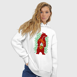 Толстовка оверсайз женская Медведь и обед - аппетит, цвет: белый — фото 2