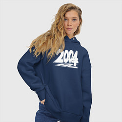 Толстовка оверсайз женская 2004 год в стиле граффити, цвет: тёмно-синий — фото 2