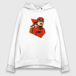 Толстовка оверсайз женская За Родину - за Сталина, цвет: белый