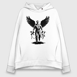 Толстовка оверсайз женская Крылатый мастер с инструментами, цвет: белый