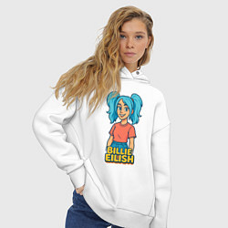 Толстовка оверсайз женская Билли Айлиш мультяшка, цвет: белый — фото 2