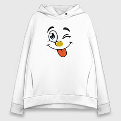 Толстовка оверсайз женская Позитивный смайлик, цвет: белый