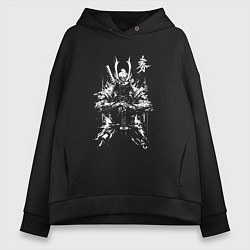 Толстовка оверсайз женская Ронин призрак Цусимы, цвет: черный