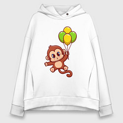 Толстовка оверсайз женская Обезьянка с шариками, цвет: белый