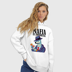 Толстовка оверсайз женская Мафиози Бендер - мафия бессмертна мем, цвет: белый — фото 2