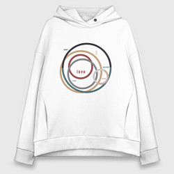 Толстовка оверсайз женская Love надпись абстракция, цвет: белый