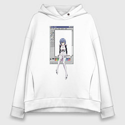 Толстовка оверсайз женская Аянами Рей в paint окне, цвет: белый