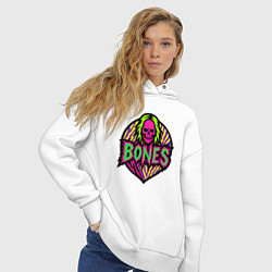 Толстовка оверсайз женская Bones кислотный череп, цвет: белый — фото 2