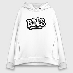 Толстовка оверсайз женская Bones белый логотип, цвет: белый