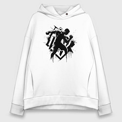 Толстовка оверсайз женская Миксфайт боец граффитт, цвет: белый